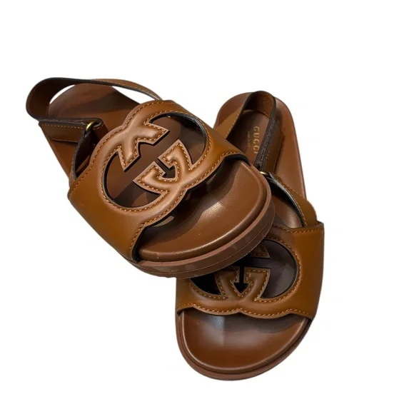 Gucci interlocking g leather sandals - 8.5 - Picture 3 of 8